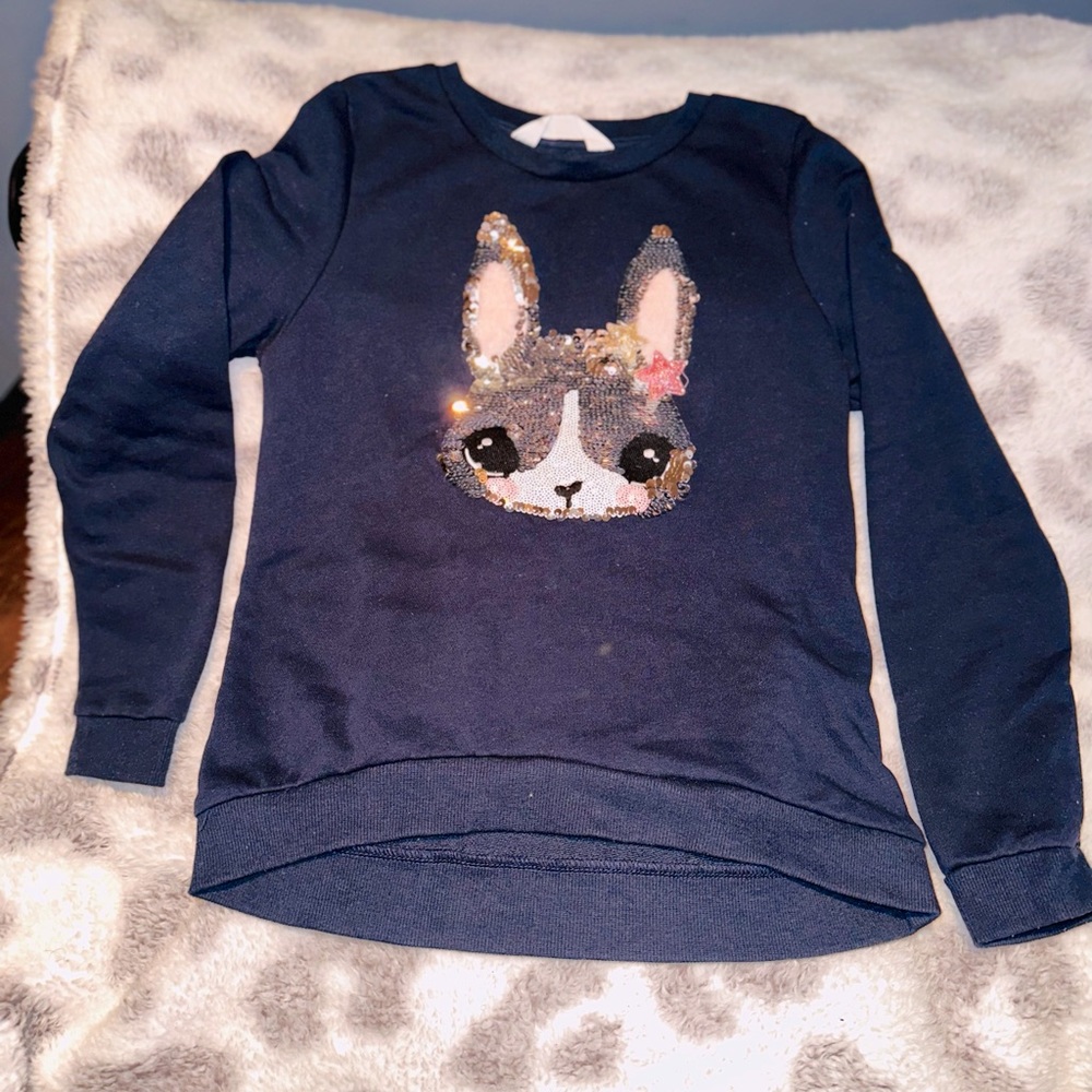 Girls blue sweatshirt with bunny